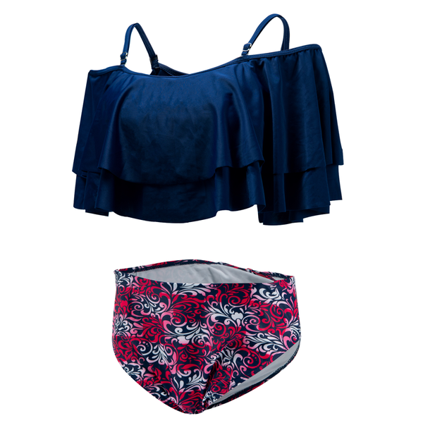 Navy Abstract Flowers Swimsuit