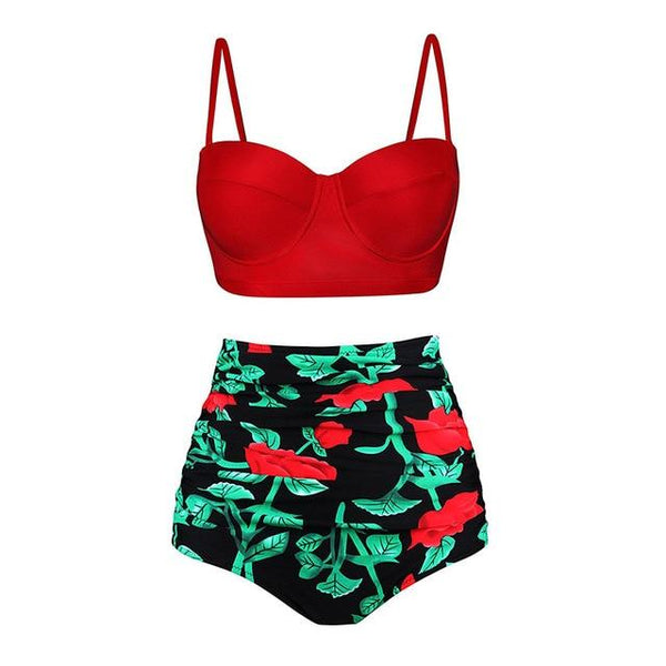 Red & Green Floral Bikini