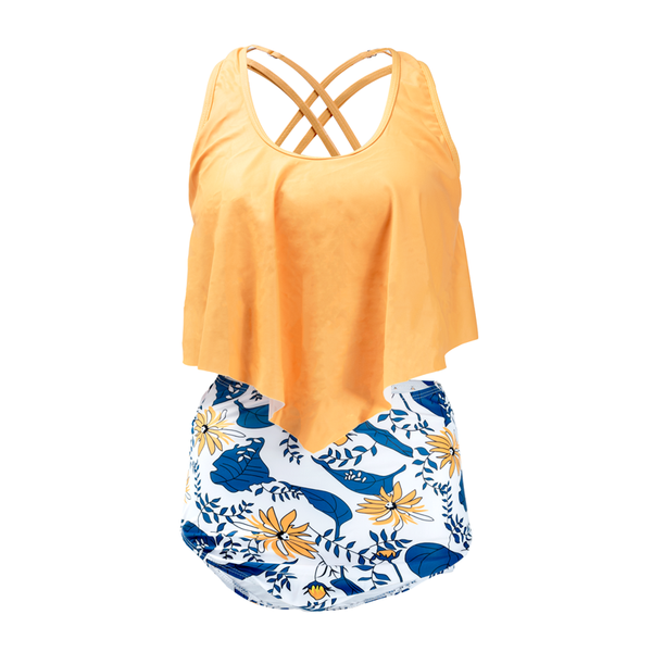 Orange-Blue Ruffle Swimwear